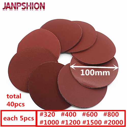 Janpshion 40 pc brushed back sandpaper       4 100mm grits 320/400/600/800/1000/1200/1500/2000